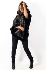 Women's leather coat Poncho Double-Faced