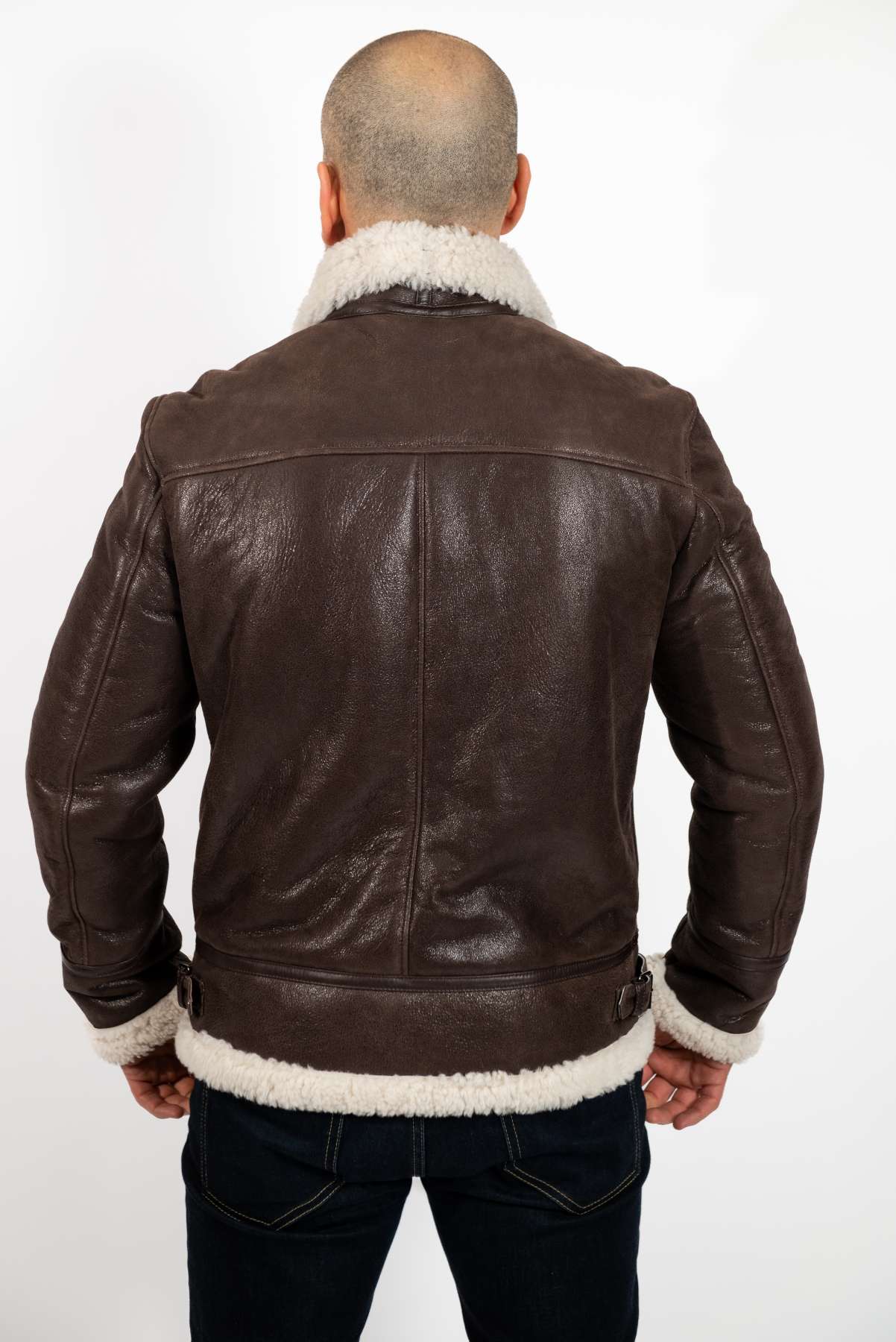 MANS LEATHER COAT ALEN PILOT IN BROWN