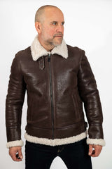 MANS LEATHER COAT ALEN PILOT IN BROWN