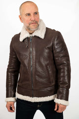 MANS LEATHER COAT ALEN PILOT IN BROWN