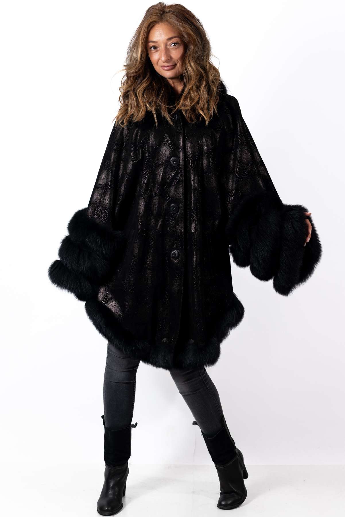 Women's leather cape Melange