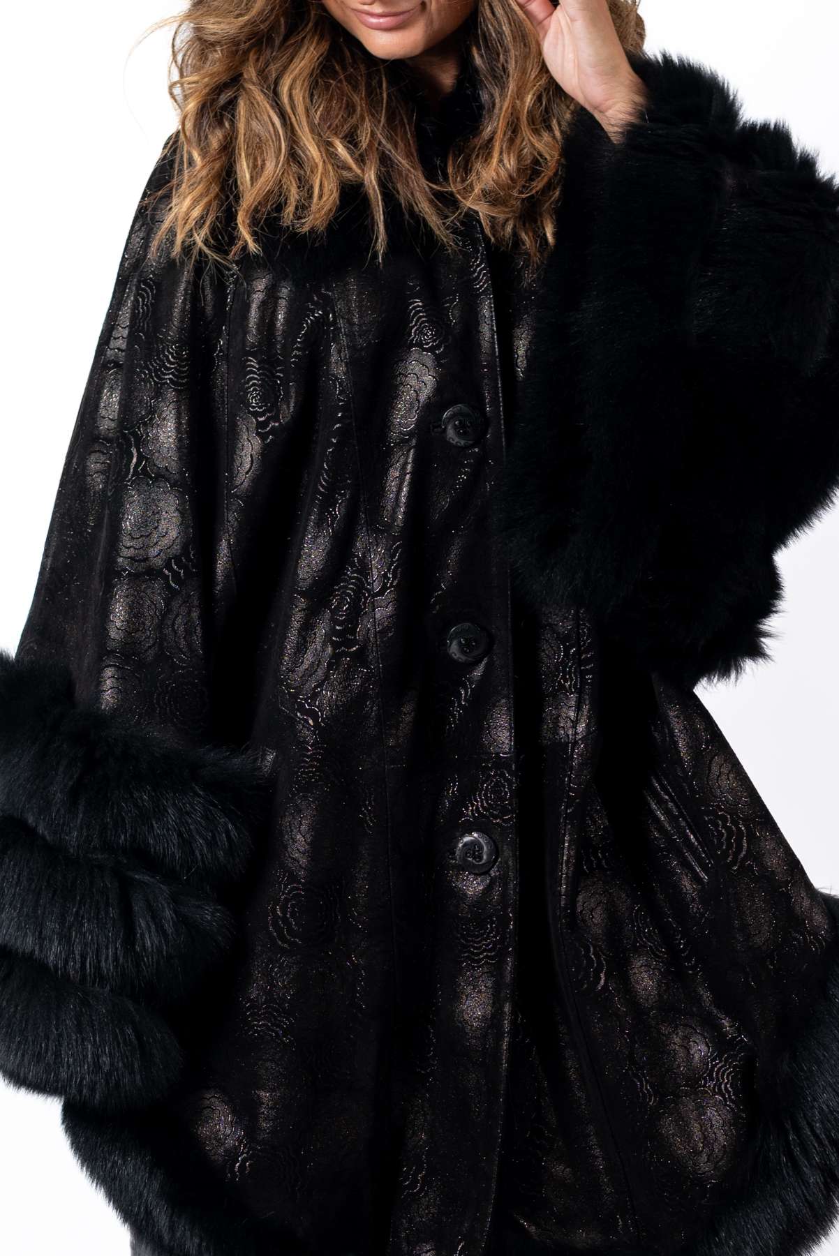 Women's leather cape Melange