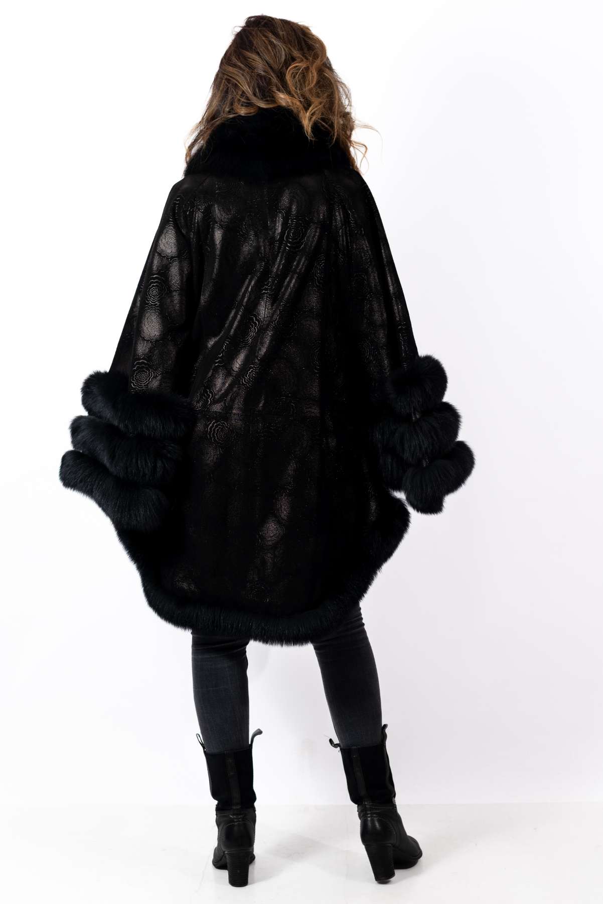 Women's leather cape Melange