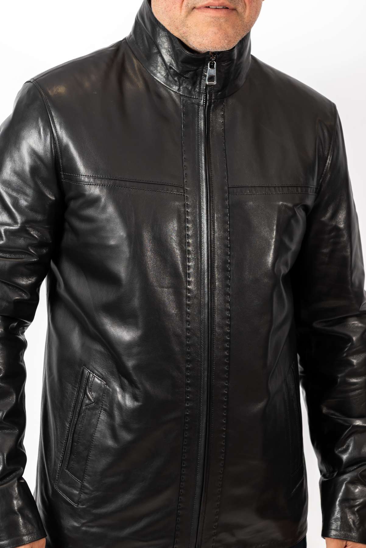 Men's leather jacket Bobi Black