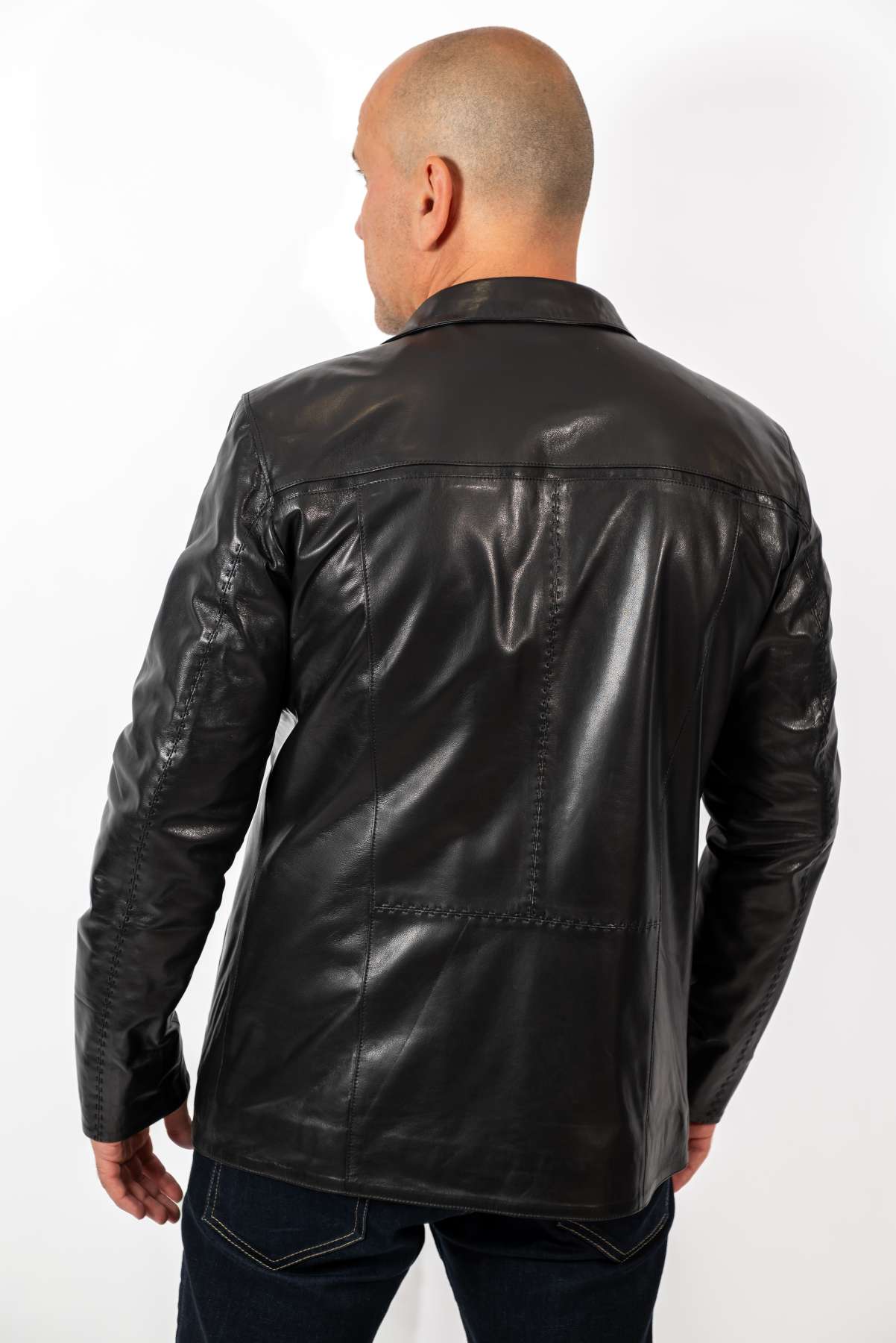 Men's leather jacket Bobi Black