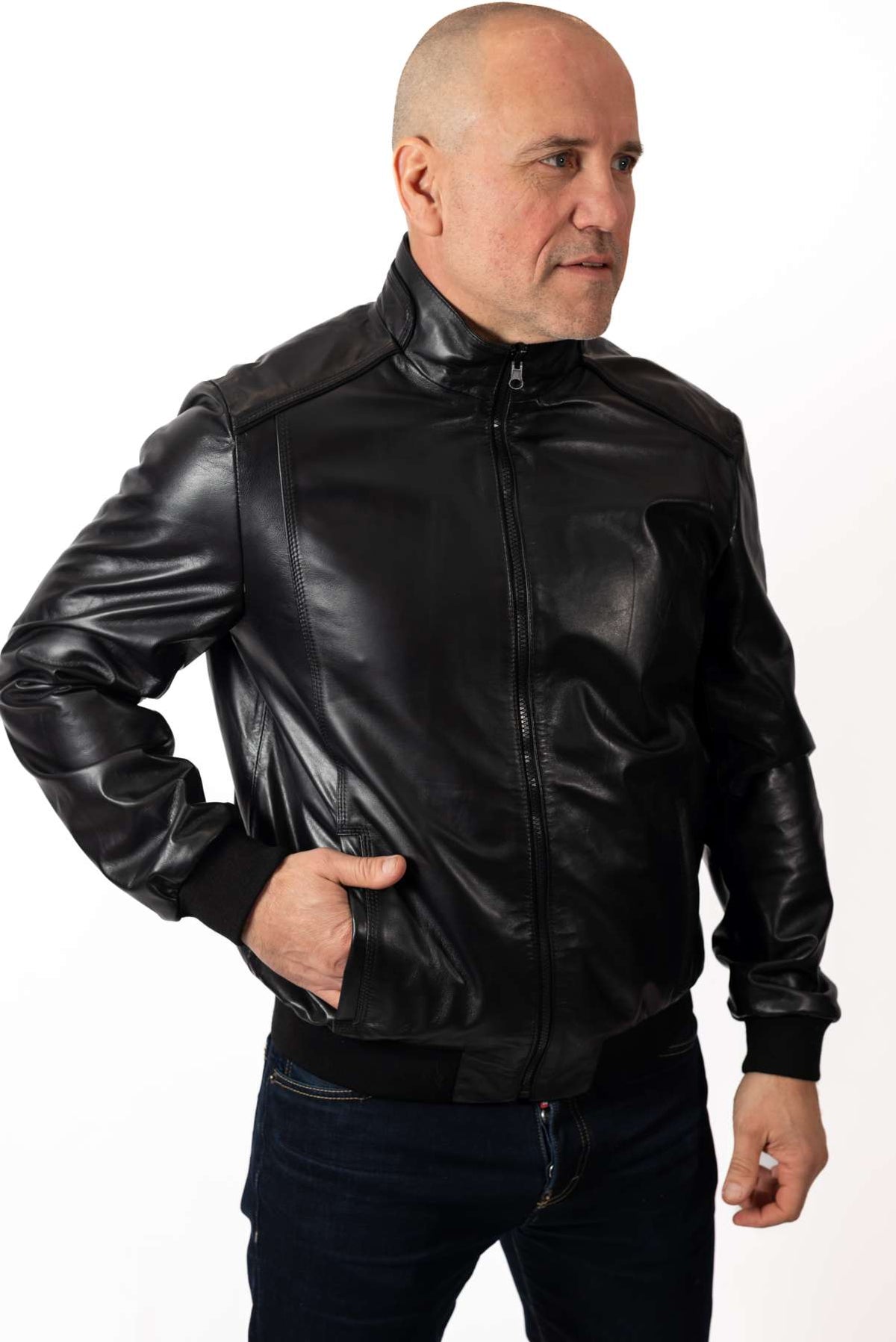 Men's Leather Bomber Jacket Boris