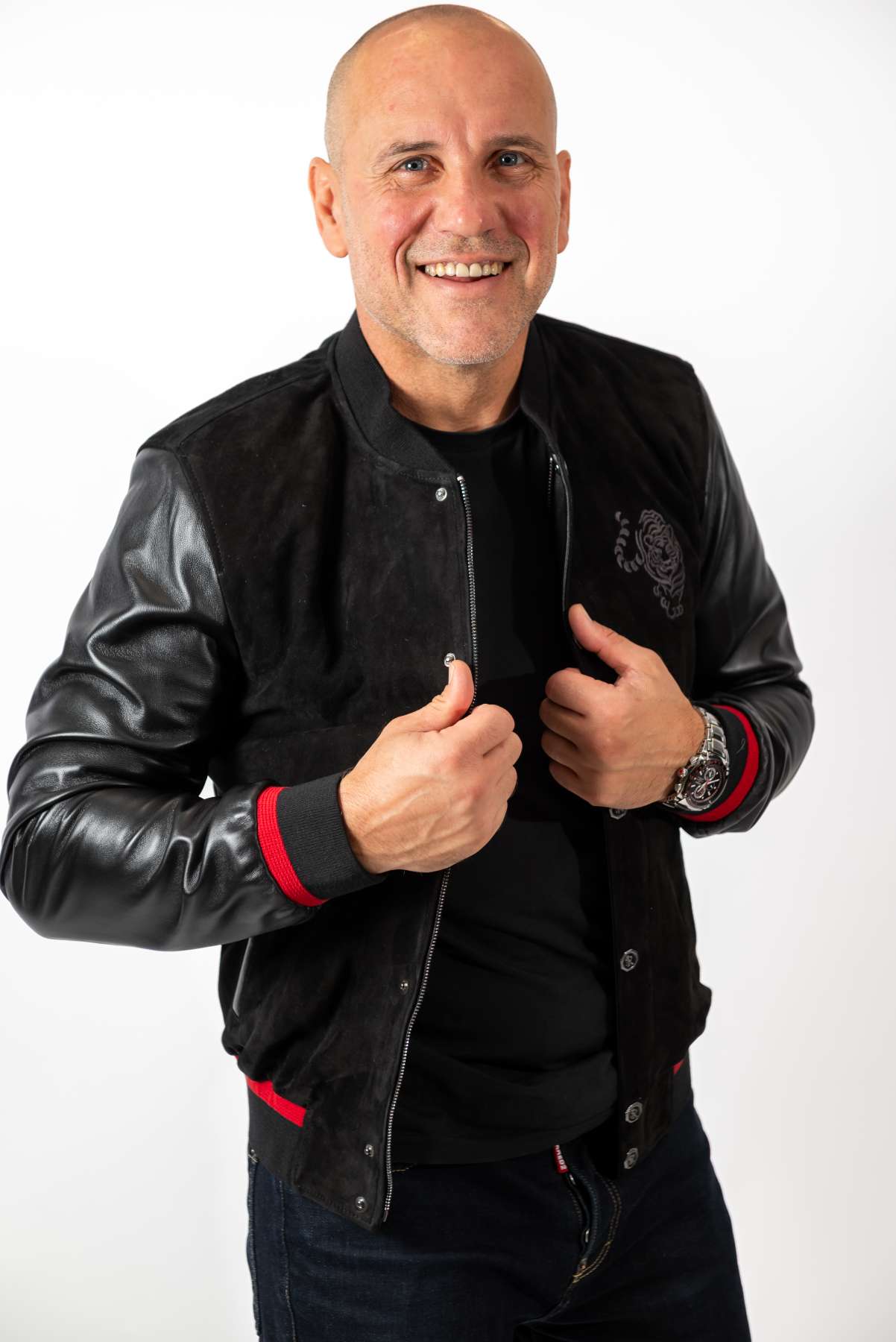 Men's Leather Bomber Jacket Alex Black