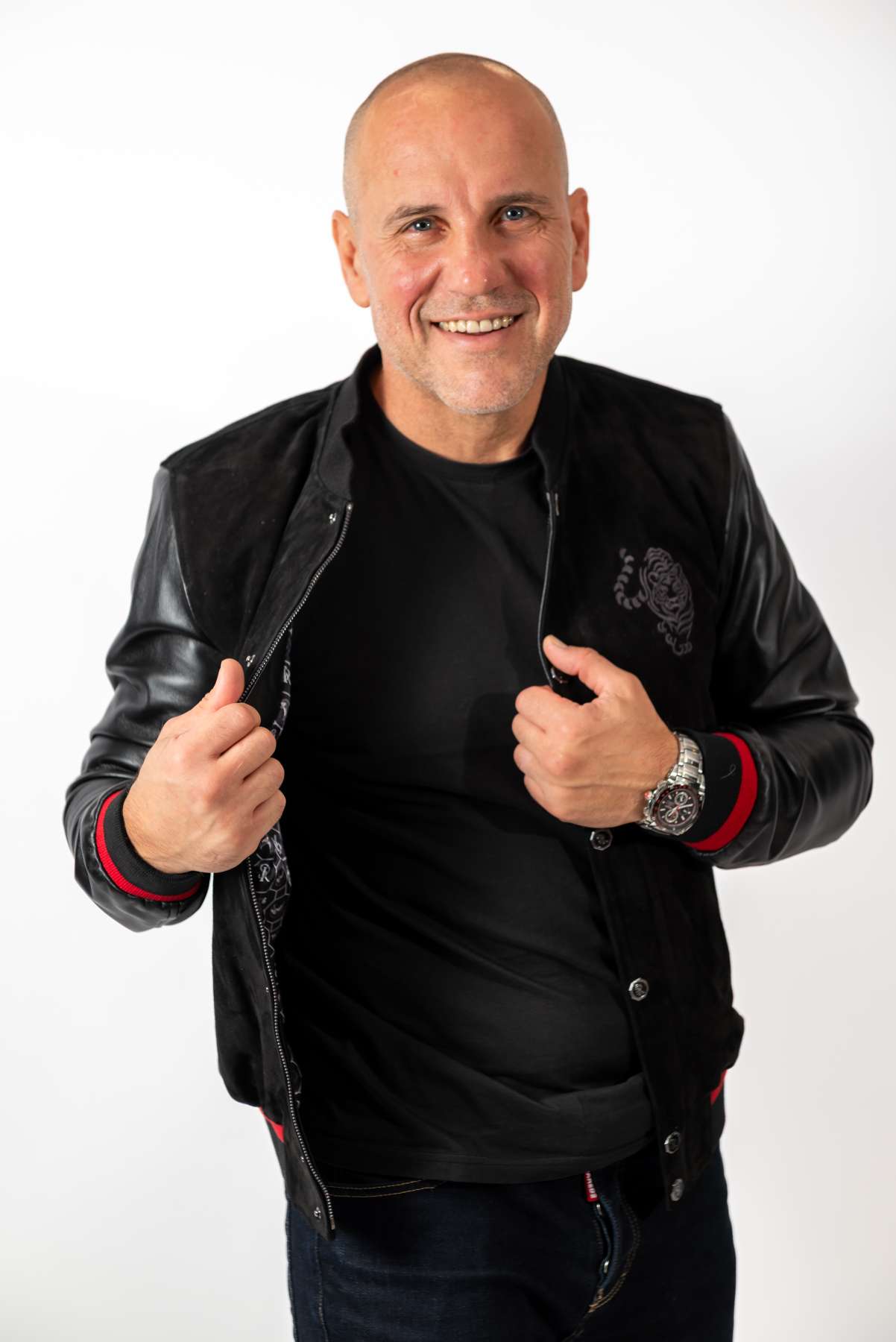 Men's Leather Bomber Jacket Alex Black