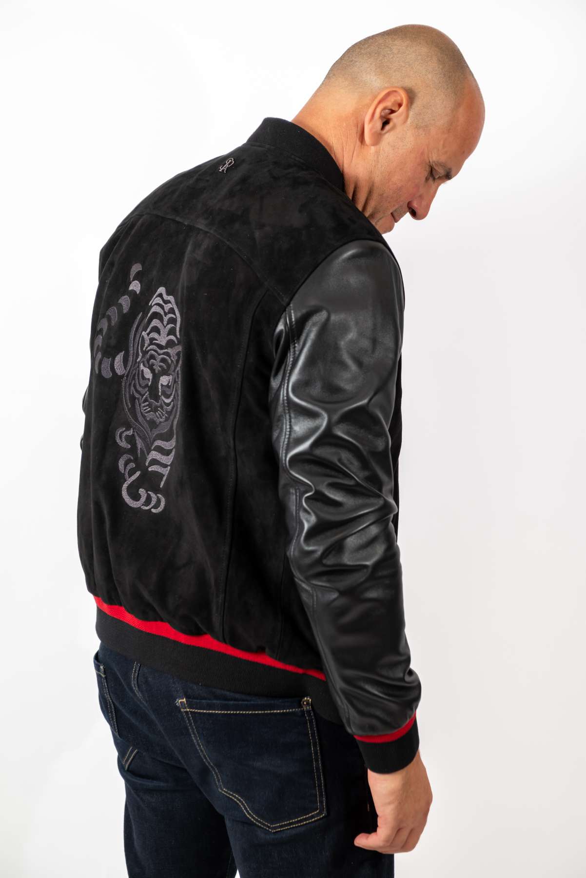 Men's Leather Bomber Jacket Alex Black