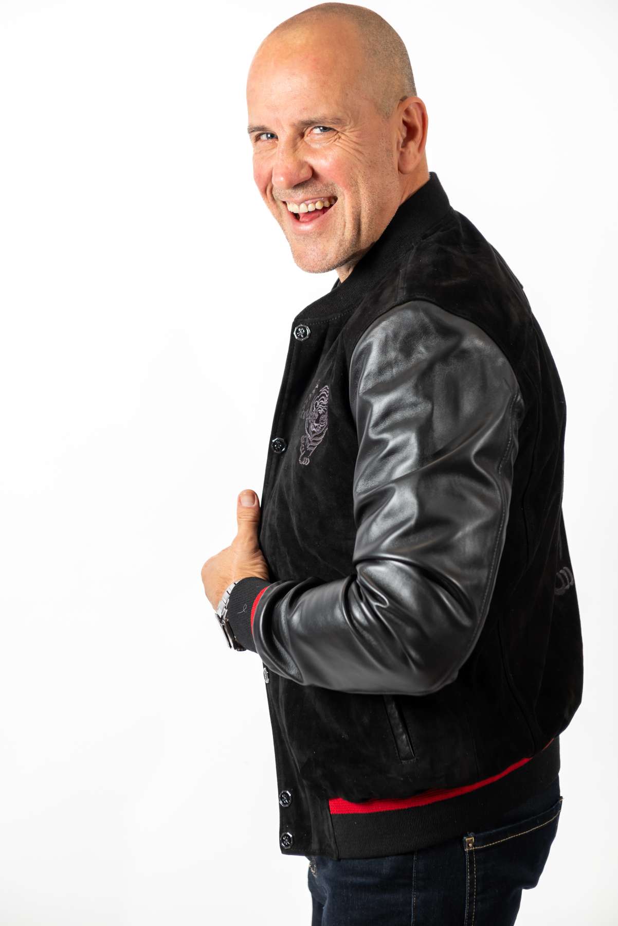 Men's Leather Bomber Jacket Alex Black