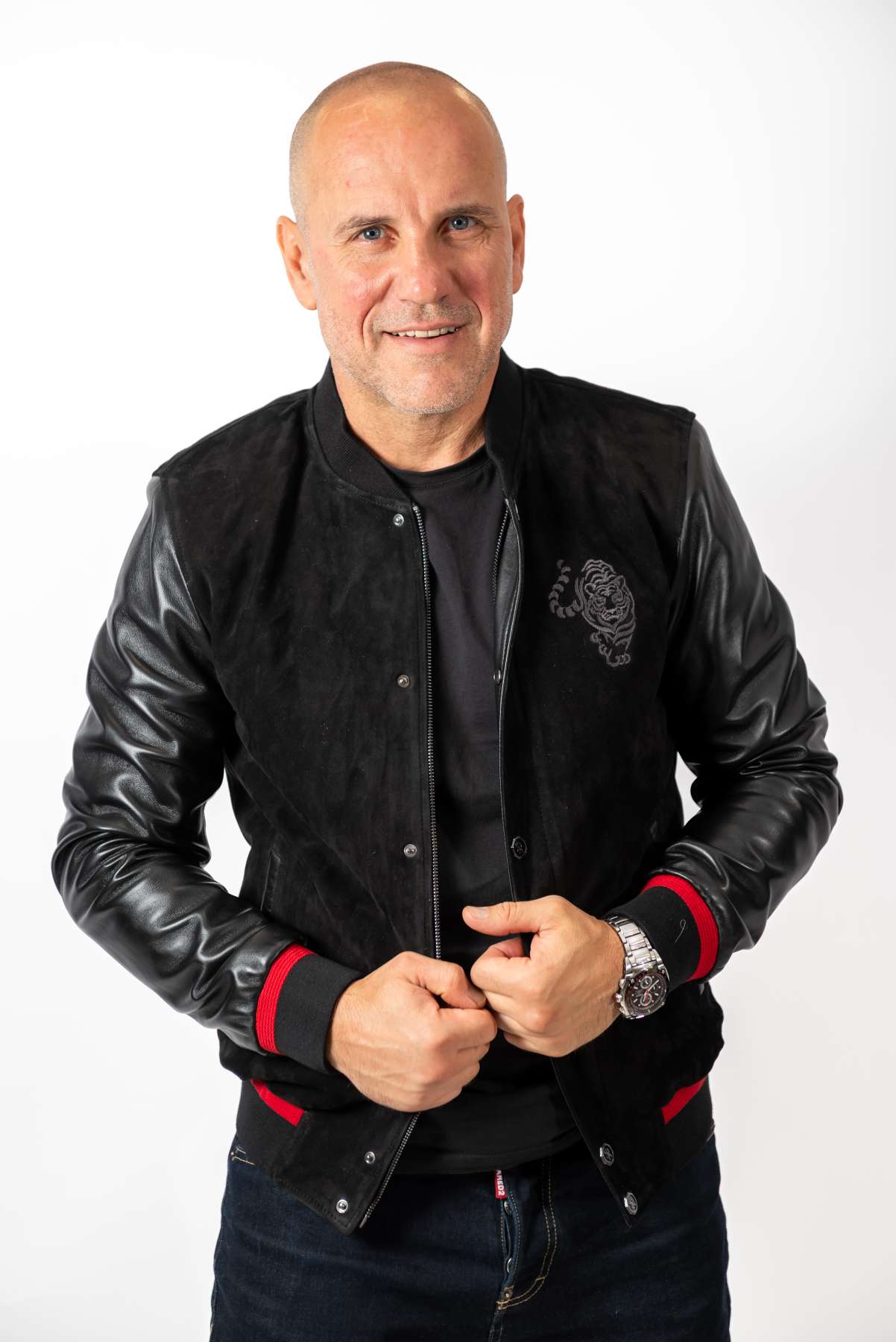 Men's Leather Bomber Jacket Alex Black
