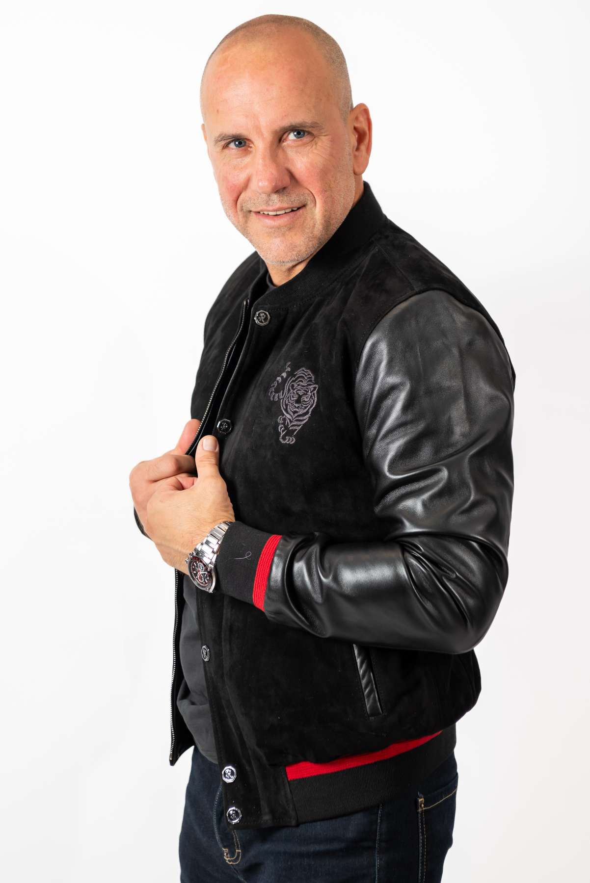 Men's Leather Bomber Jacket Alex Black