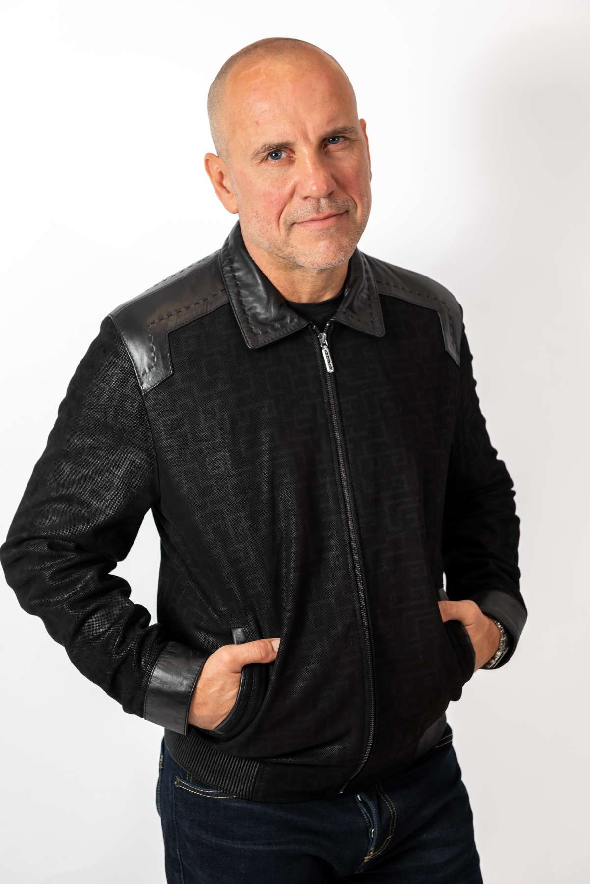 Men's Leather Bomber Jacket Ethan