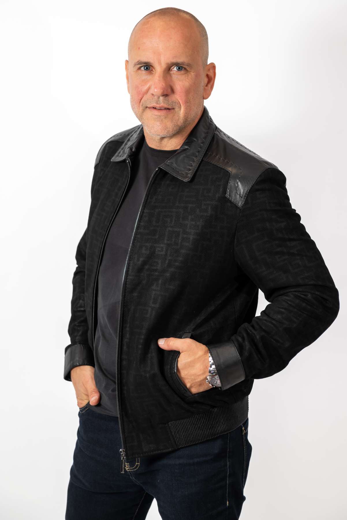 Men's Leather Bomber Jacket Ethan
