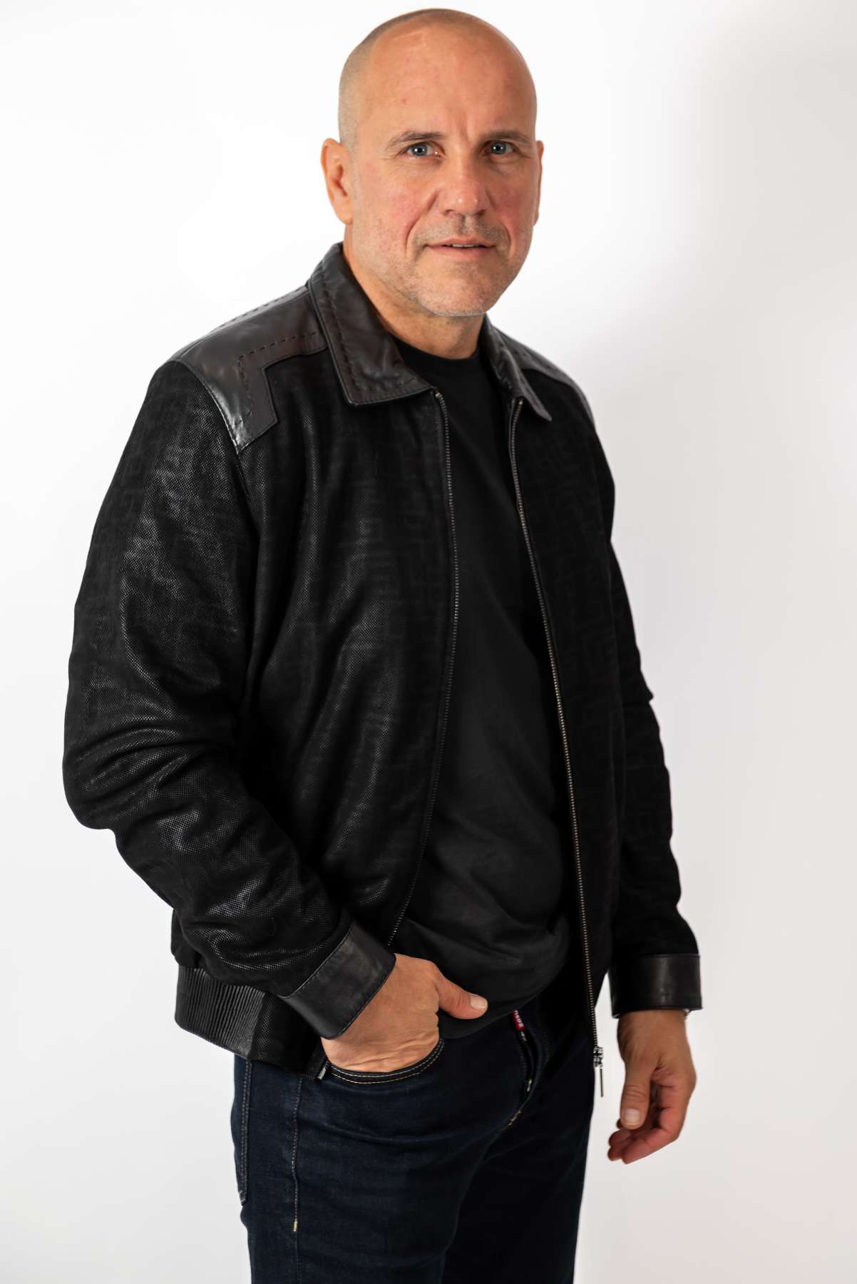 Men's Leather Bomber Jacket Ethan