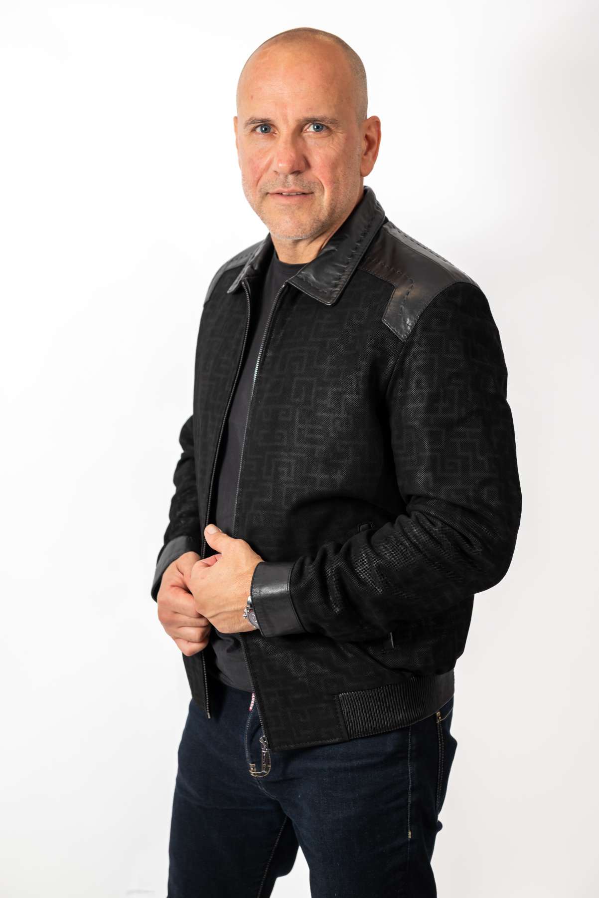 Men's Leather Bomber Jacket Ethan