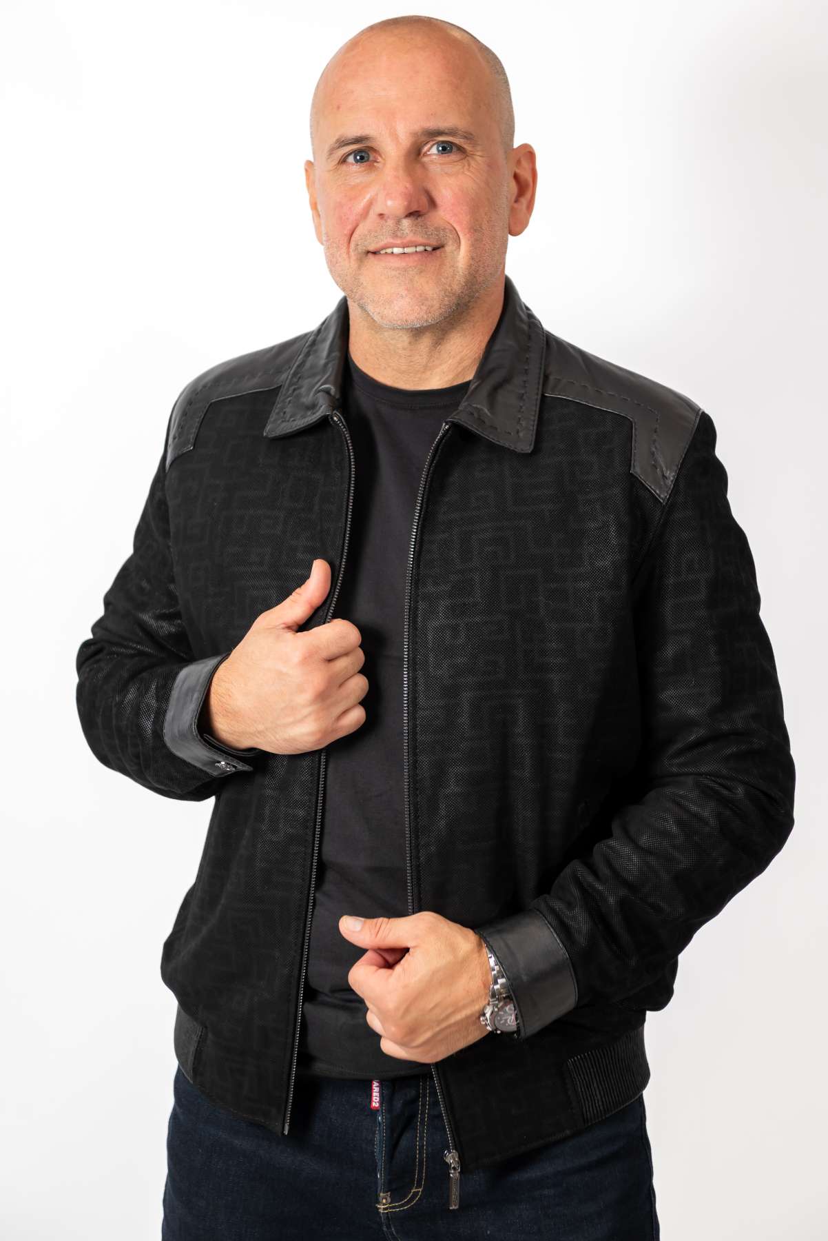 Men's Leather Bomber Jacket Ethan