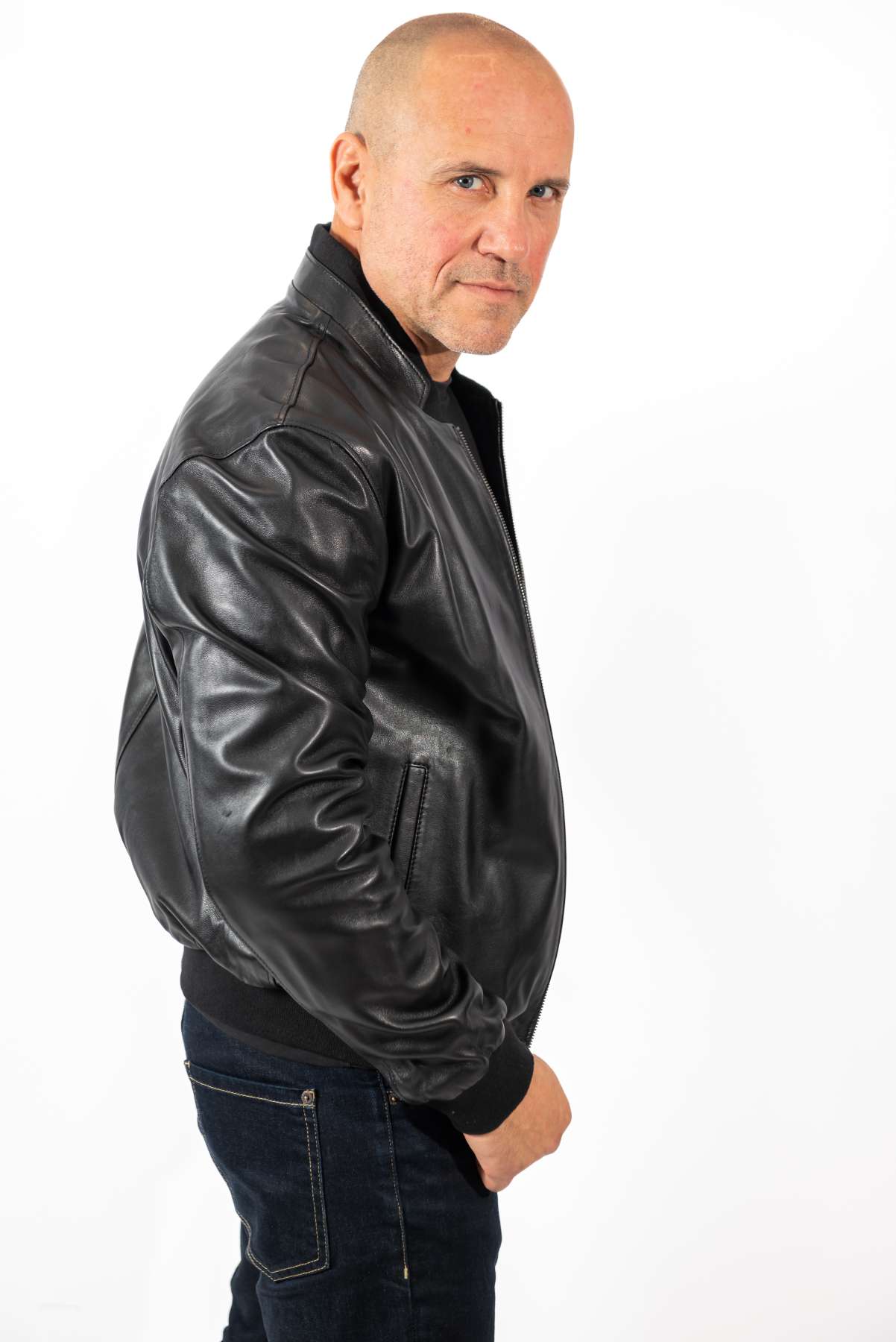 Men's Leather Bomber Jacket Kamen