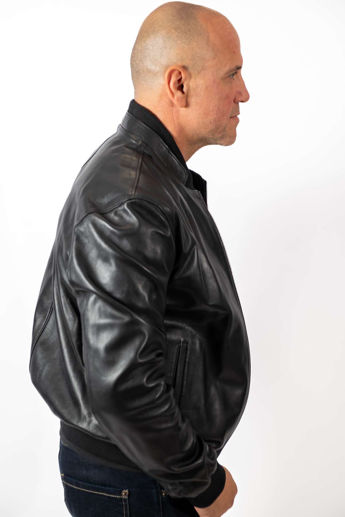 Men's Leather Bomber Jacket Kamen