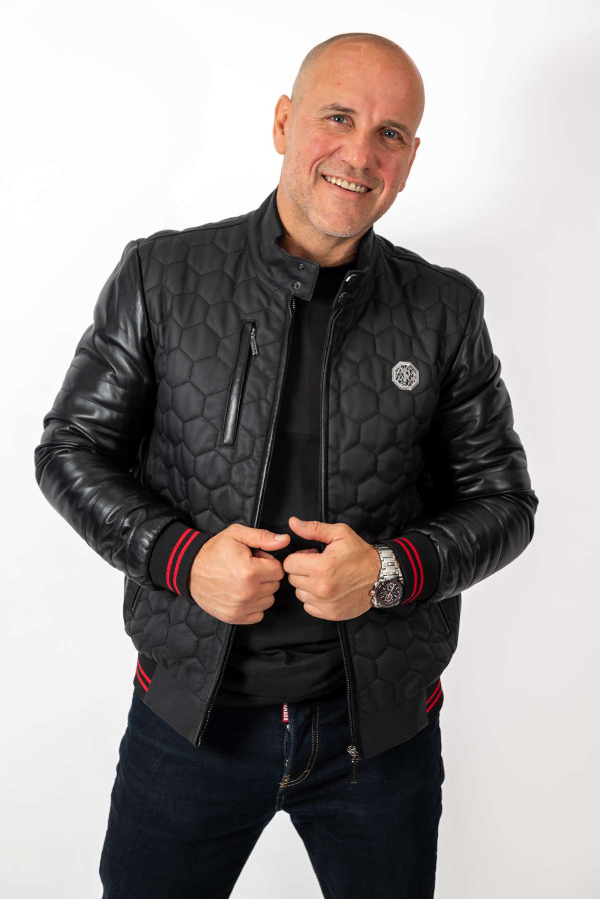 Men's Leather Bomber Jacket Tino