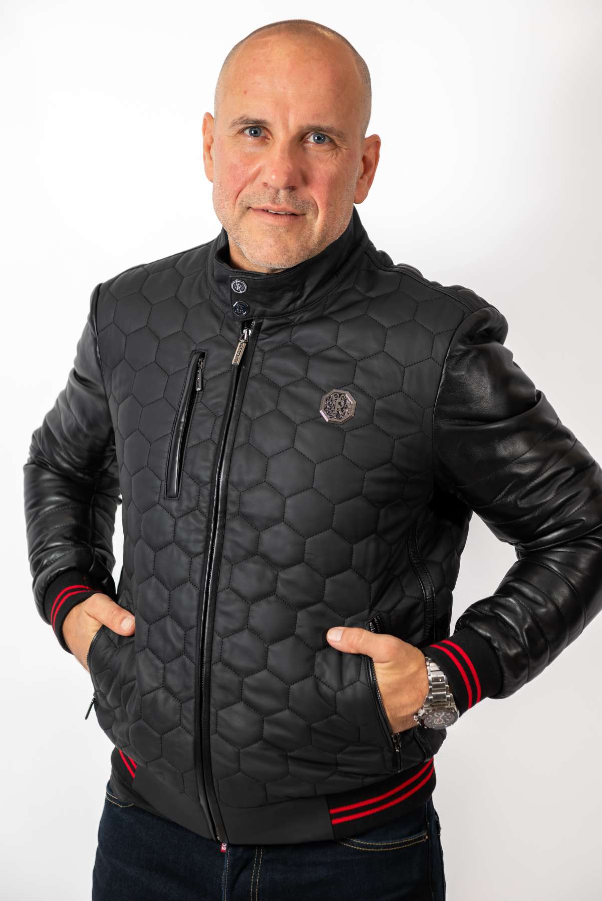 Men's Leather Bomber Jacket Tino