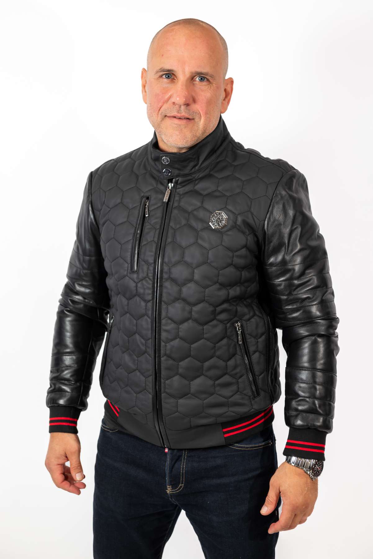 Men's Leather Bomber Jacket Tino