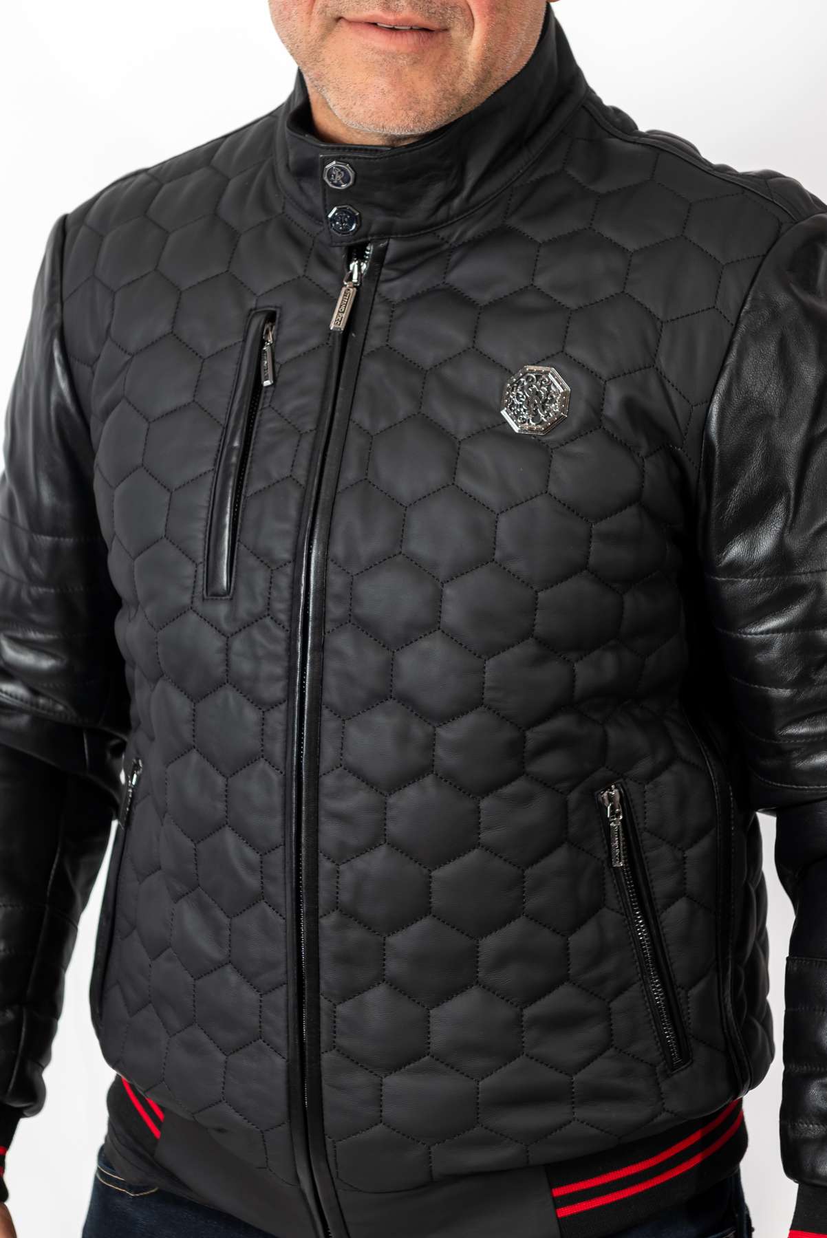 Men's Leather Bomber Jacket Tino