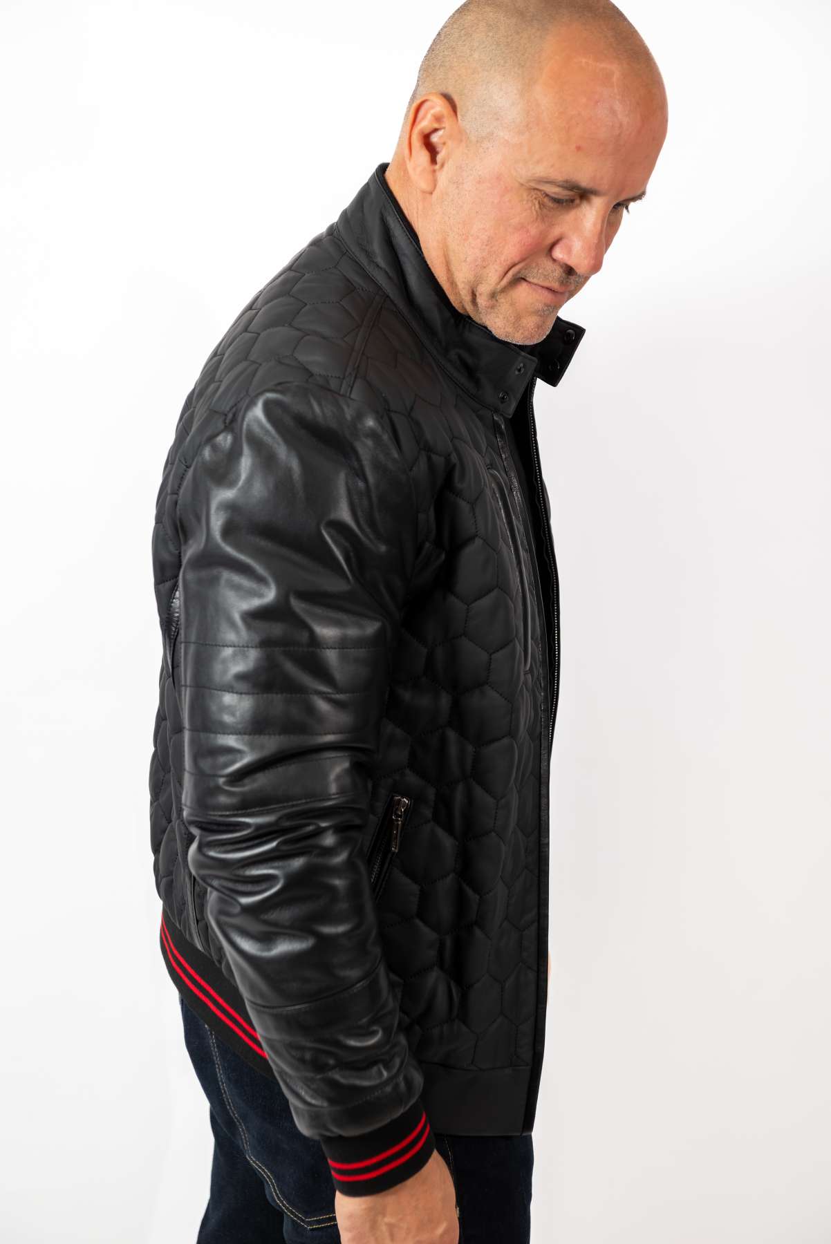 Men's Leather Bomber Jacket Tino
