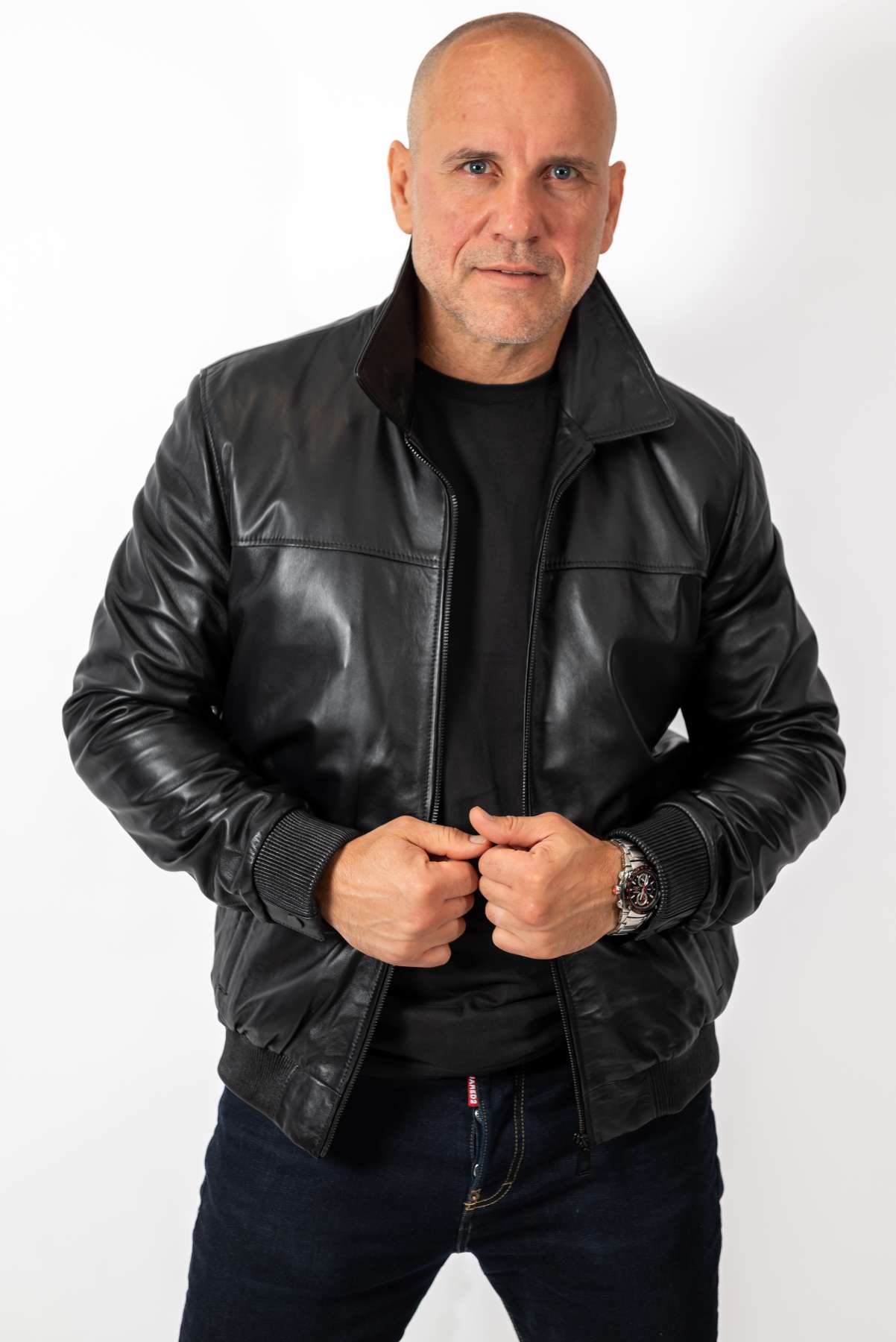 Men's Leather Bomber Jacket Valentin
