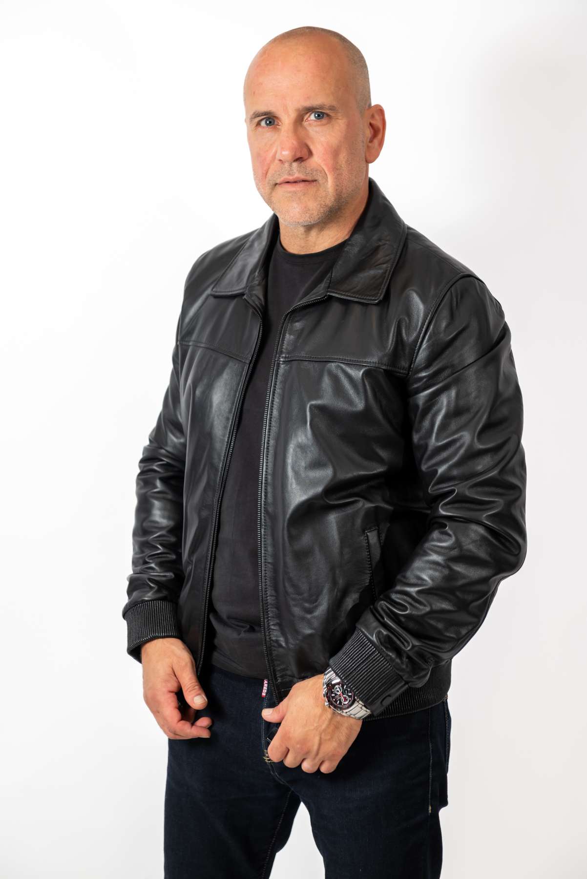 Men's Leather Bomber Jacket Valentin