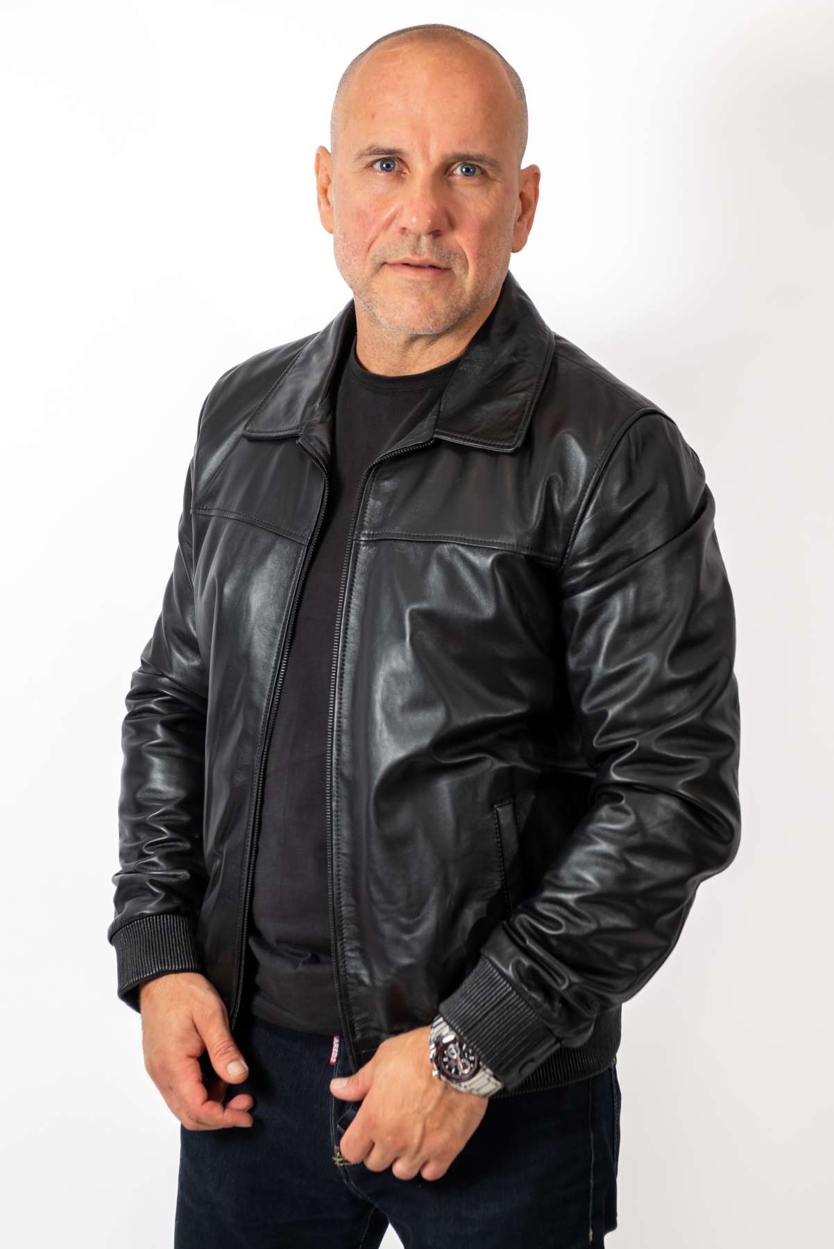 Men's Leather Bomber Jacket Valentin