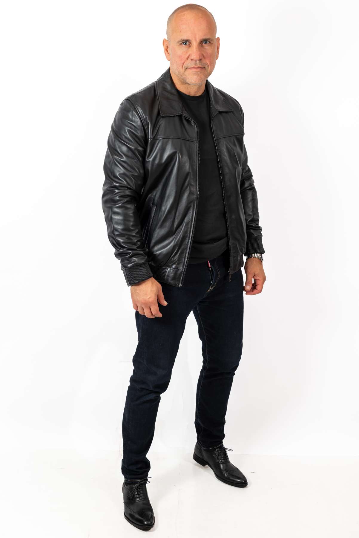 Men's Leather Bomber Jacket Valentin