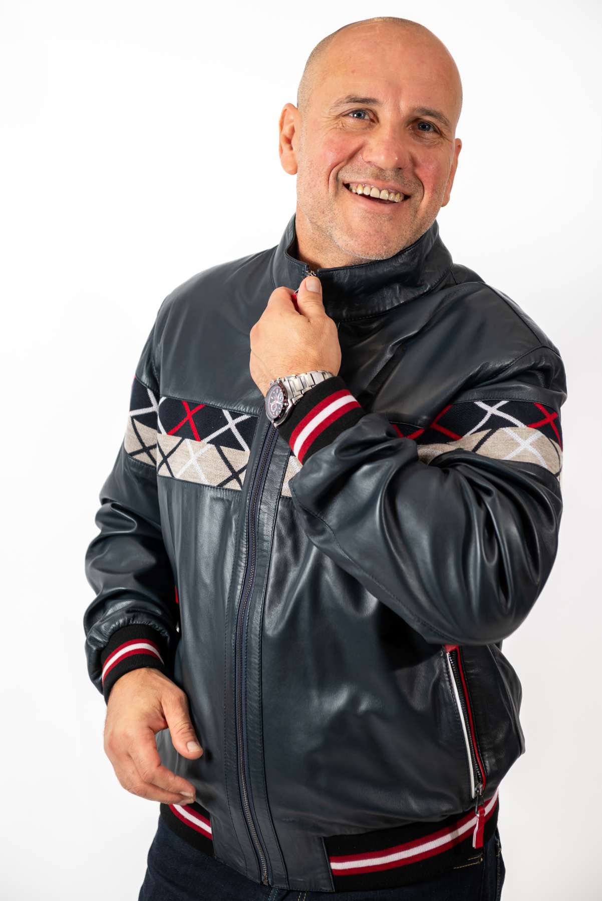 Men's Leather Bomber Jacket Bobby