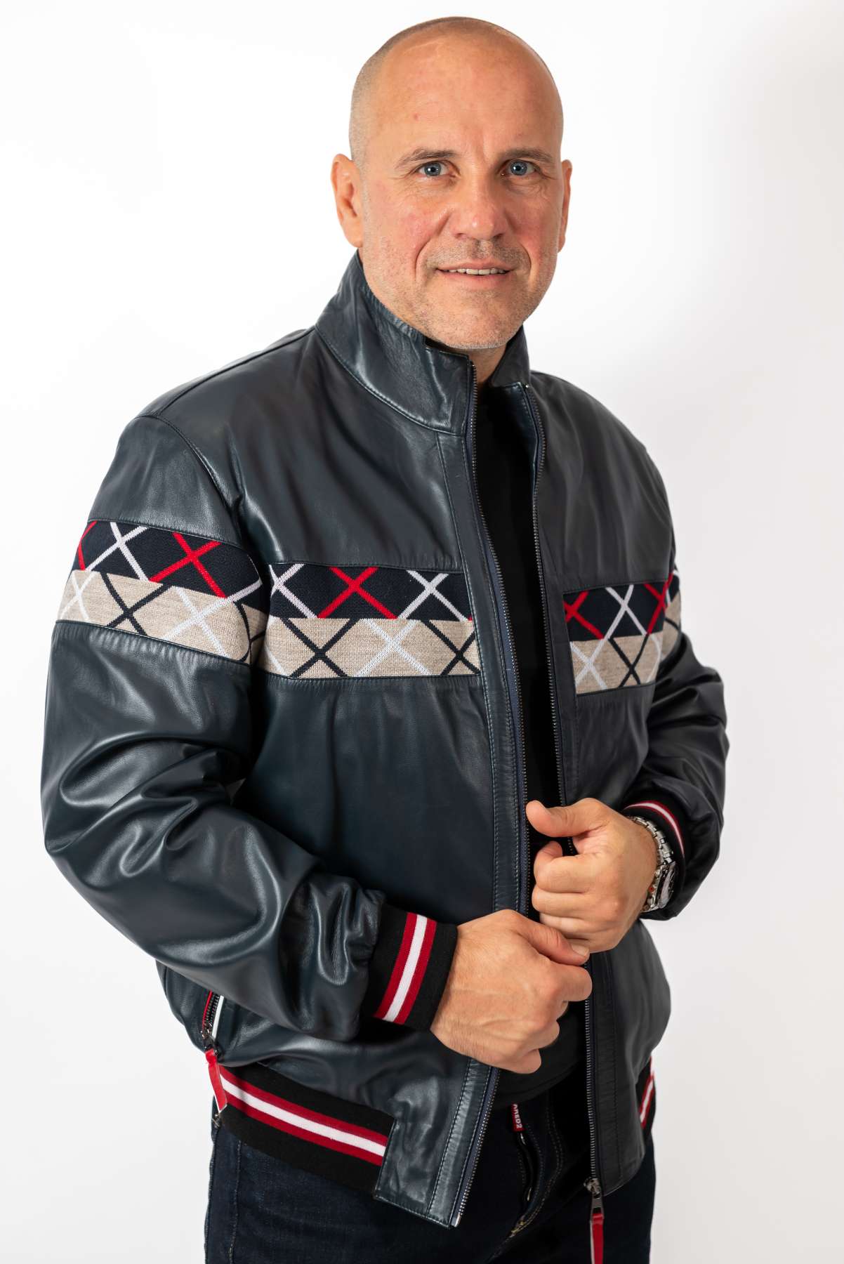Men's Leather Bomber Jacket Bobby