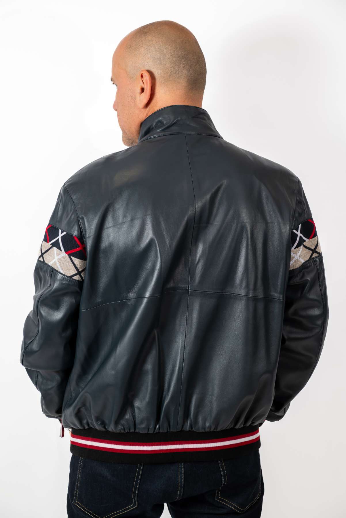 Men's Leather Bomber Jacket Bobby