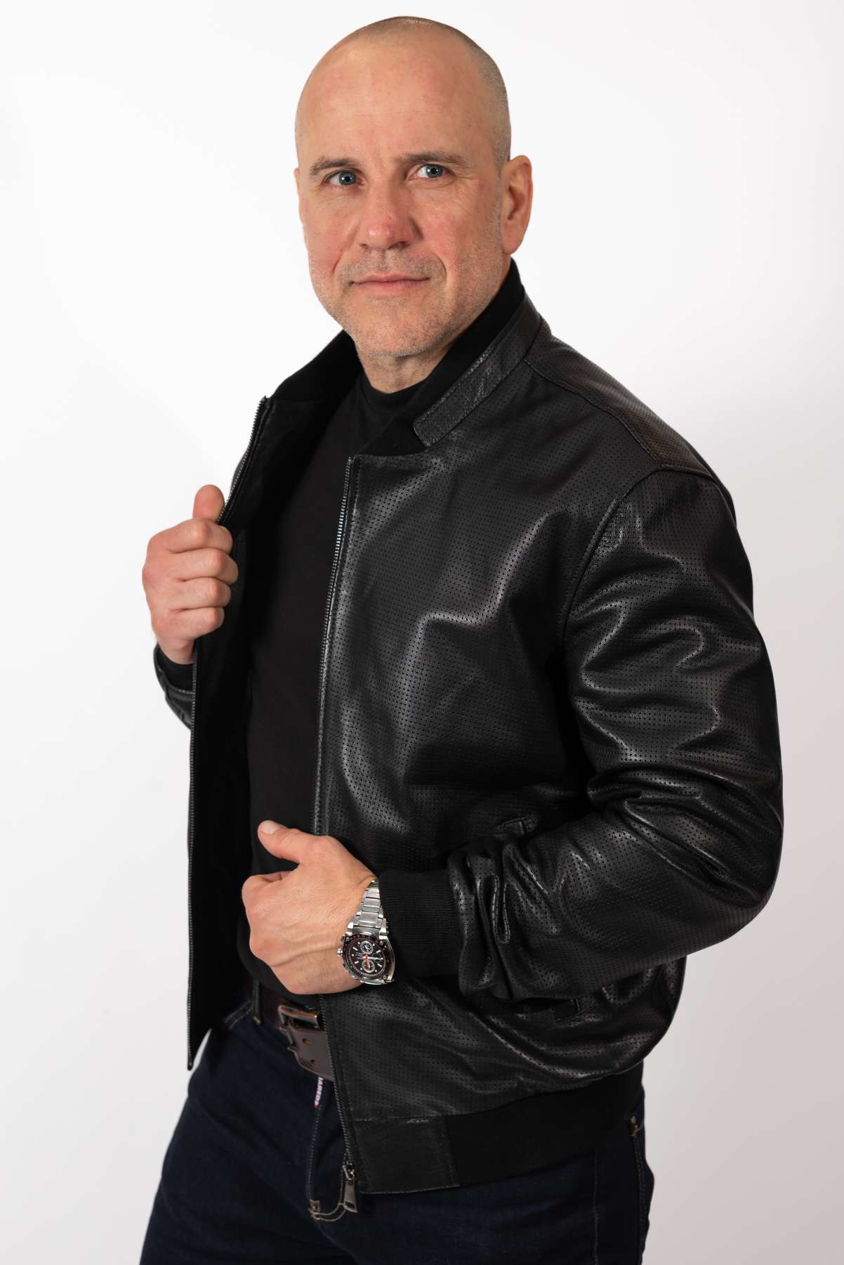 Men's leather bomber jacket Kamen Perforate