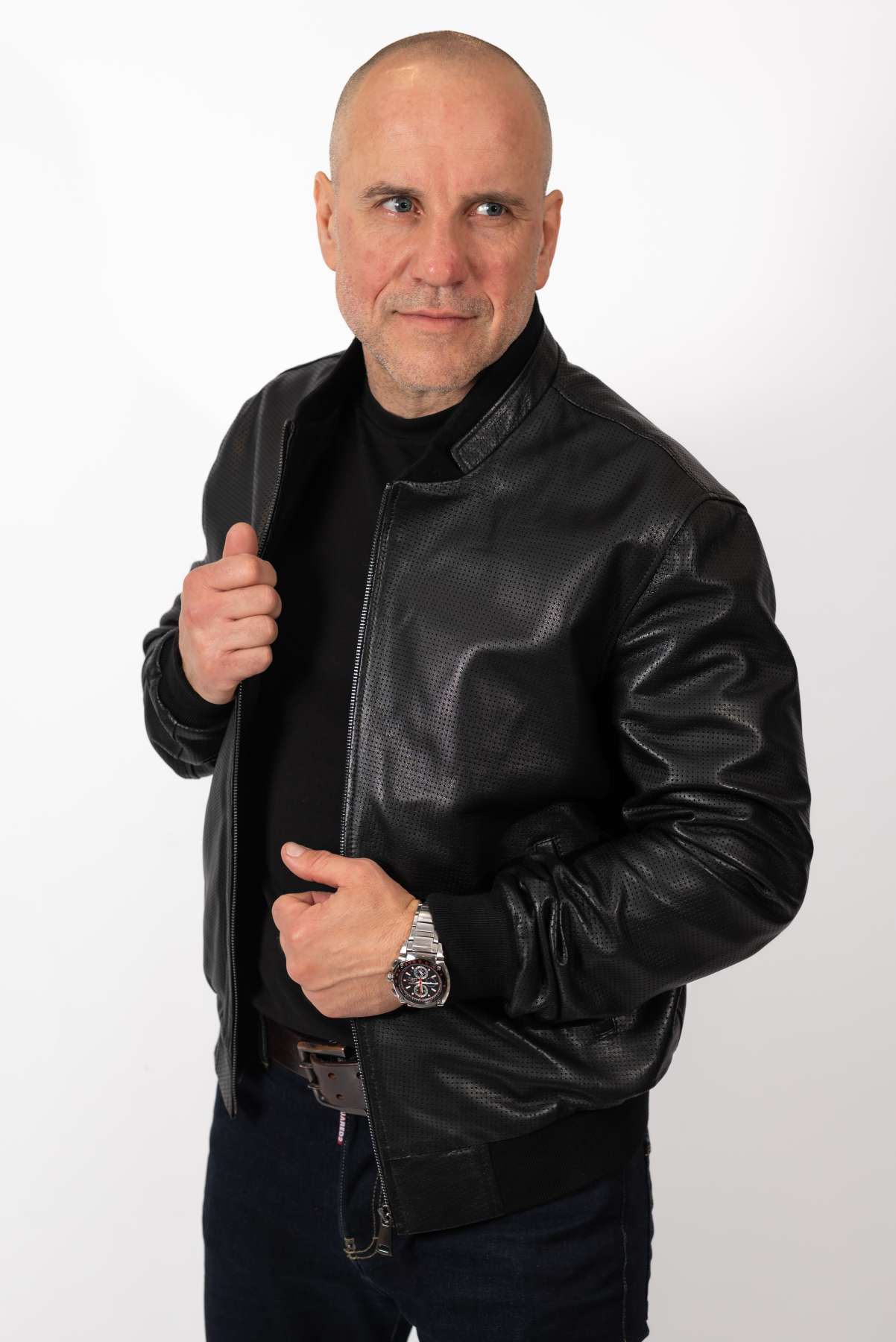 Men's leather bomber jacket Kamen Perforate