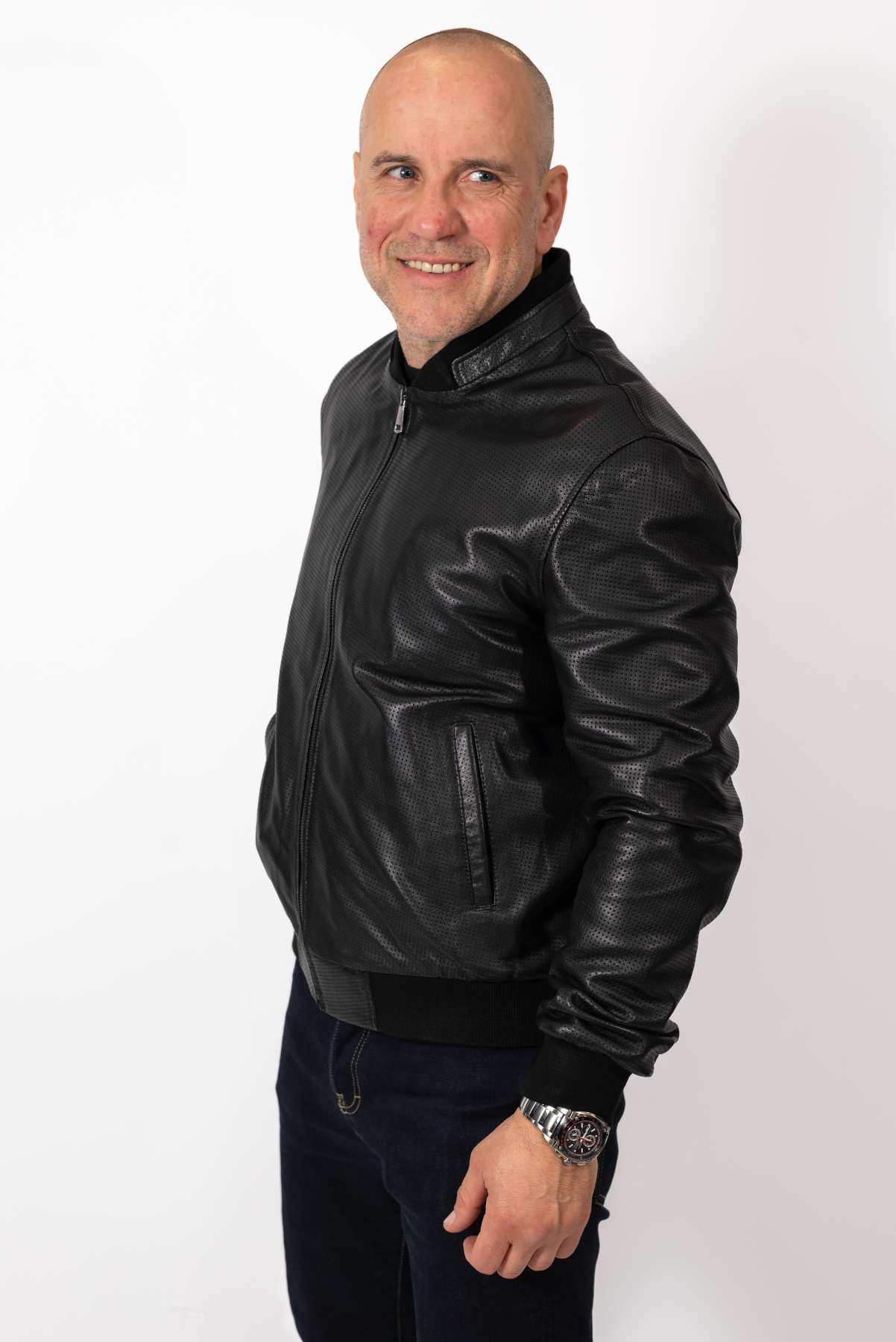 Men's leather bomber jacket Kamen Perforate