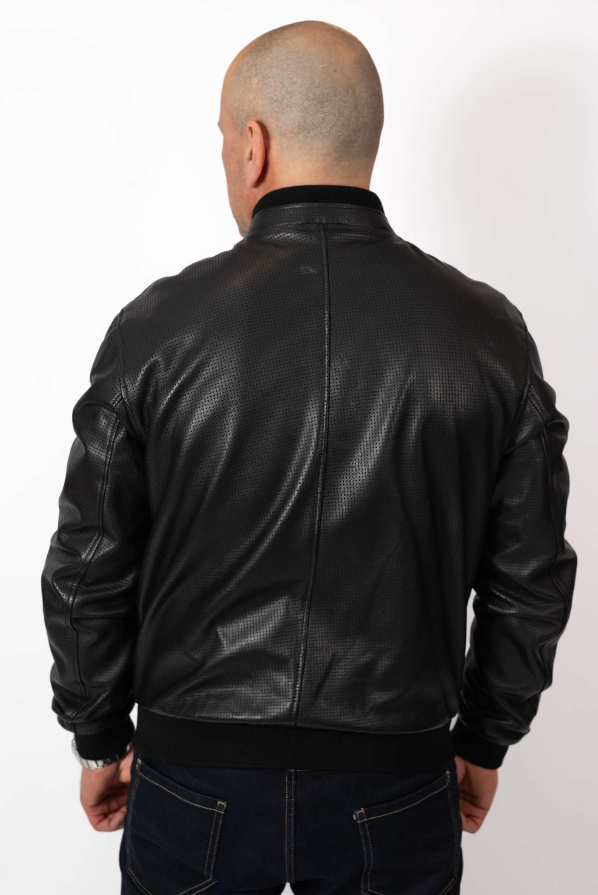 Men's leather bomber jacket Kamen Perforate