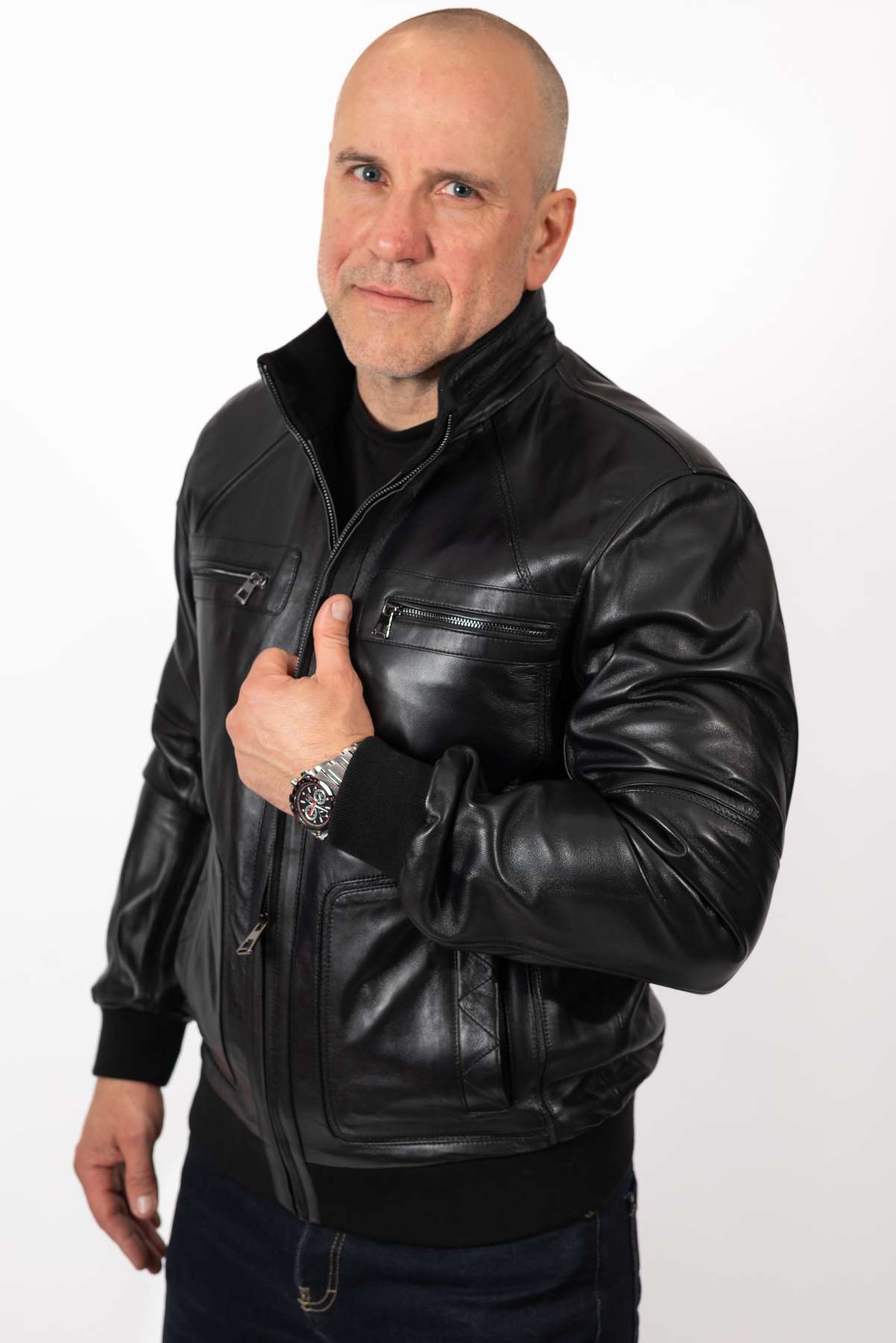 Men's leather Bomber jacket Dani Black