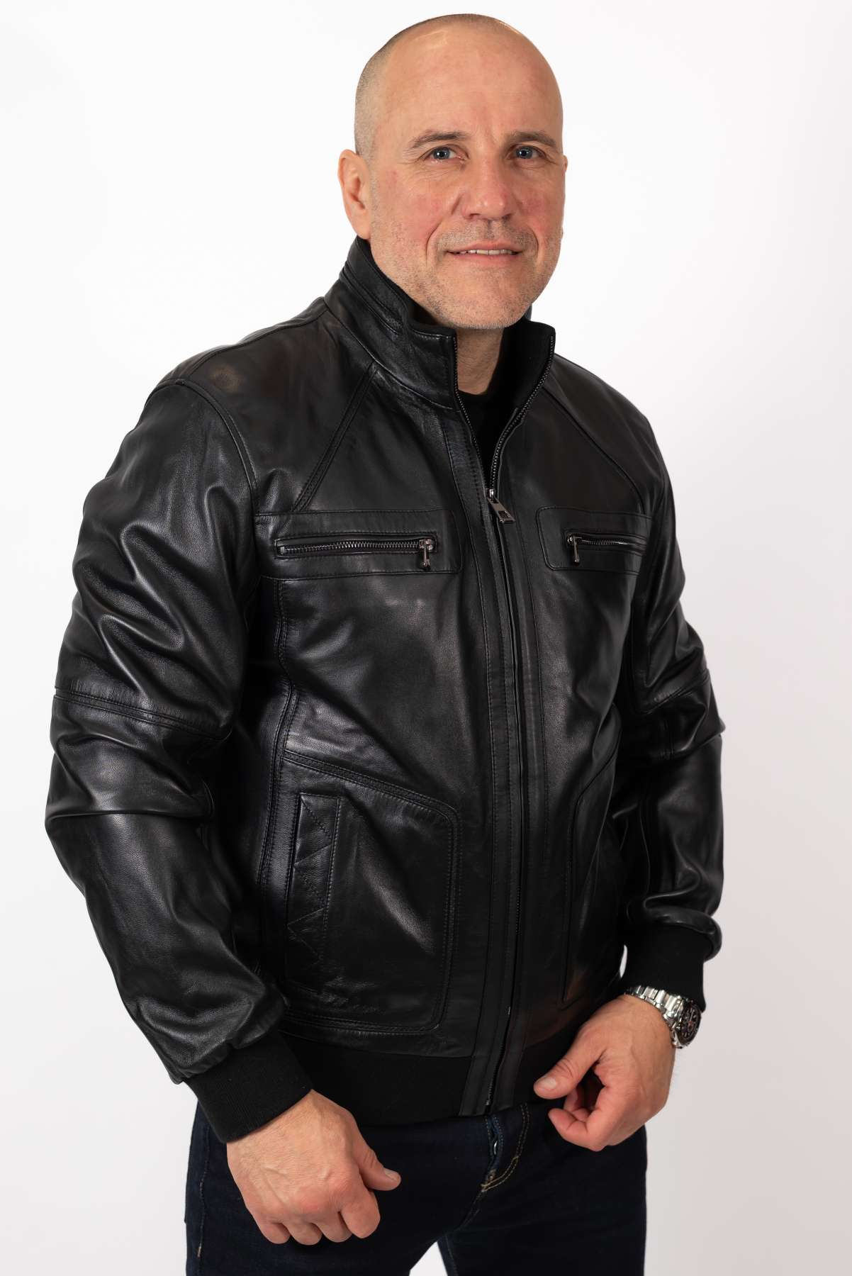 Men's leather Bomber jacket Dani Black