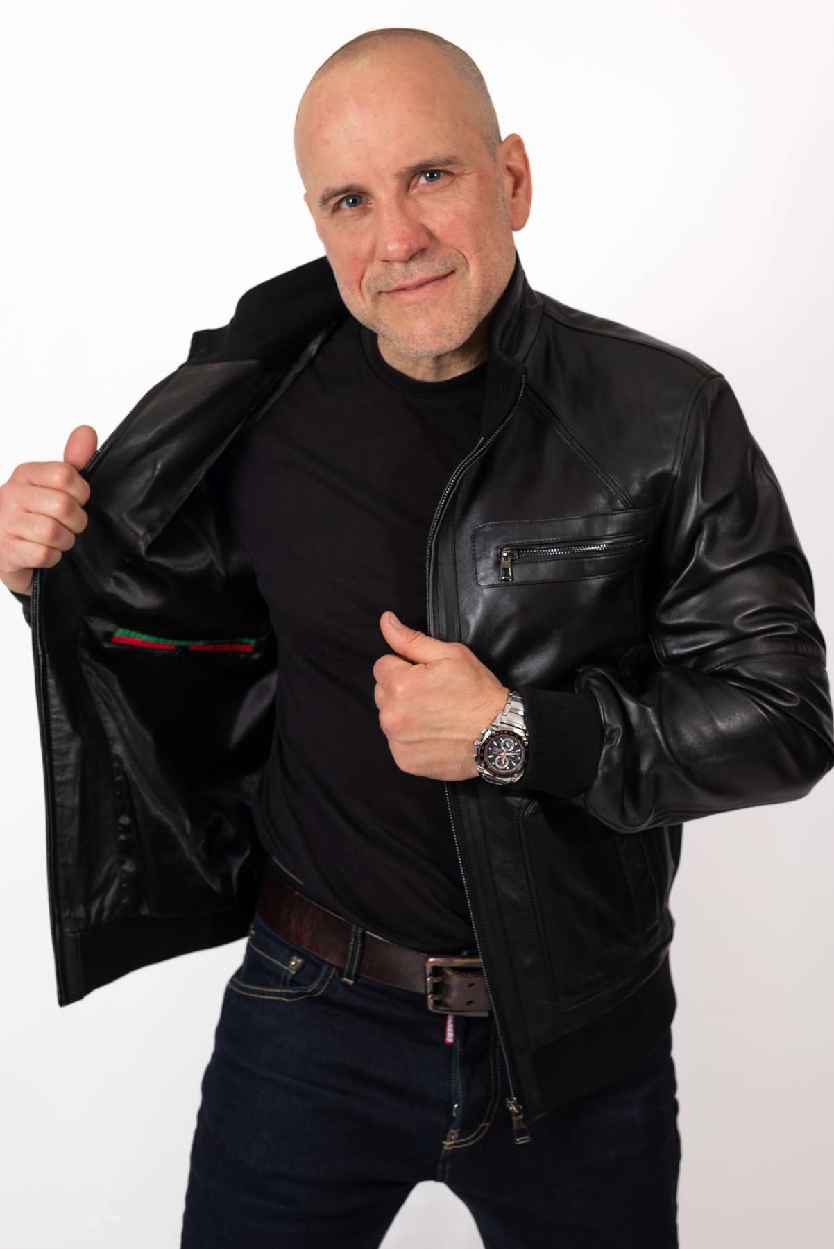 Men's leather Bomber jacket Dani Black