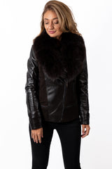 Women's leather jacket Elana with Fox Brown