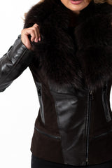 Women's leather jacket Elana with Fox Brown