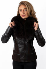 Women's leather jacket Elana with Fox Brown