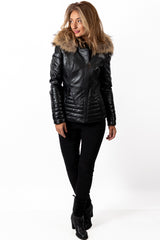 Women's winter leather jacket Betina Black