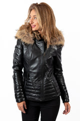 Women's winter leather jacket Betina Black