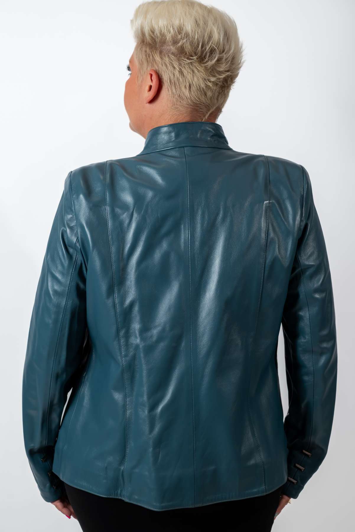 Women's leather jacket Adelina Aquamarine