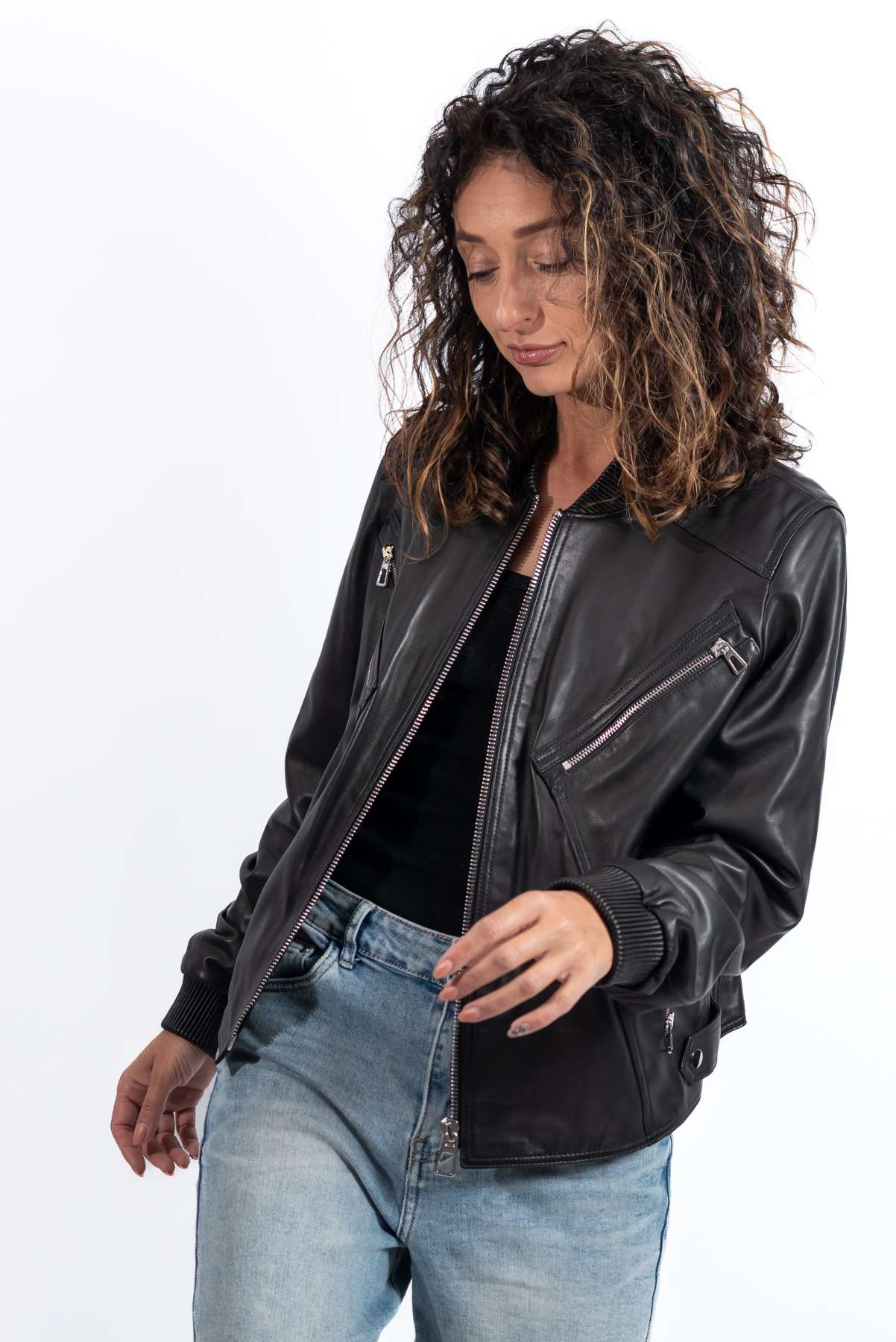 Women's leather jacket Angie Black