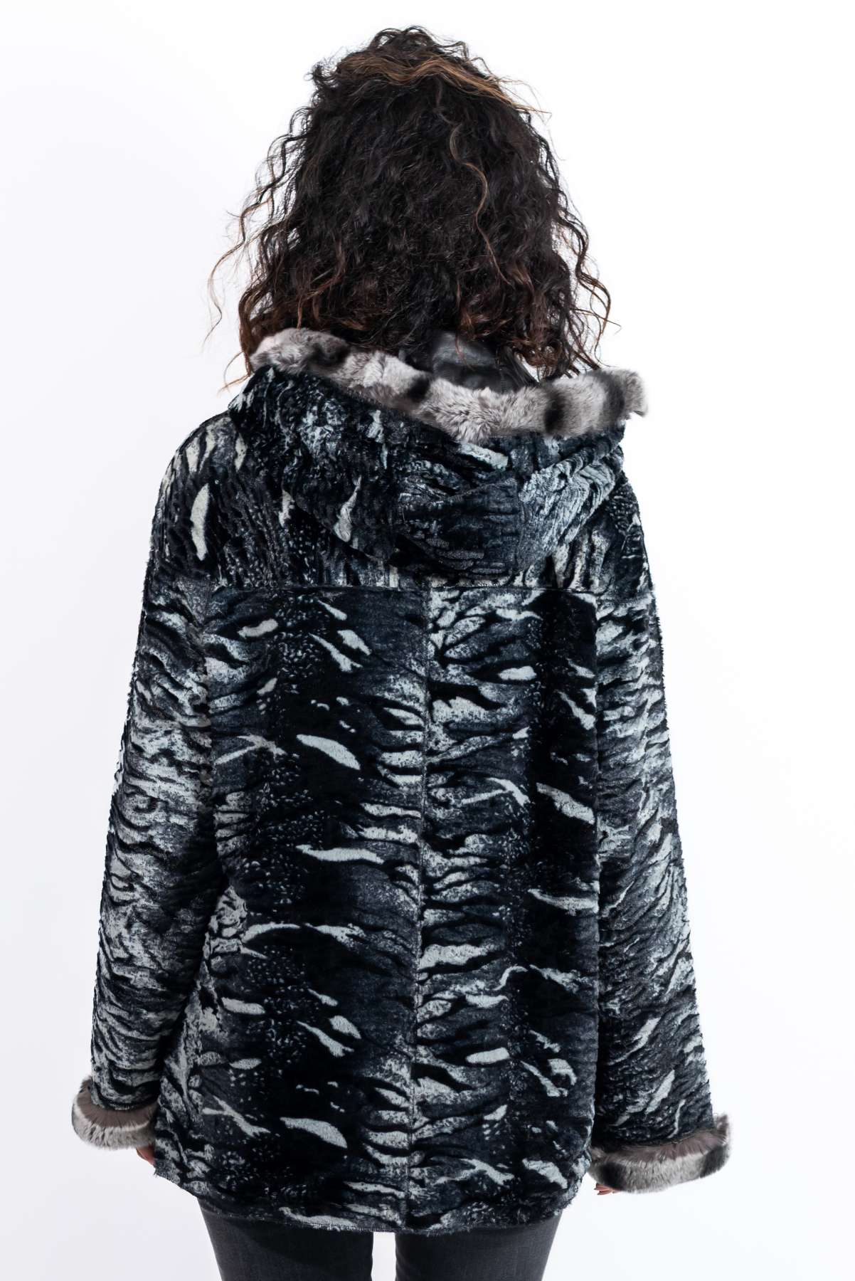 Women's leather jacket Maraya with Chinchilla double-sided